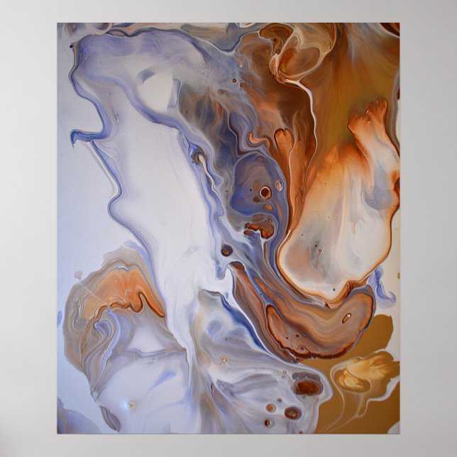 Blue Brown Modern Contemporary Abstrakt Art Poster (Vorne)