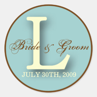 Blue & Brown Monogram L Aufkleber