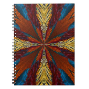 Blue Brown Red Abstrakt Feathers Art Notizblock