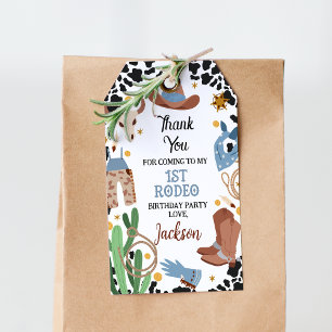 Blue Brown Saddle Up First Rodeo 1. Geburtstag Geschenkanhänger