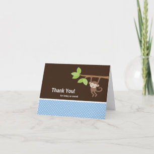 Blue & Brown Safari-Affe Danke Note Card