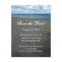 Blue Brown Sands Beach Hochzeitkarte Save the Date