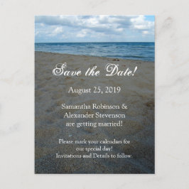 Blue Brown Sands Beach Hochzeitkarte Save the Date Ankündigungspostkarte