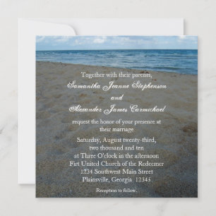 Blue+Brown Sands Beach Hochzeitseinladungen Einladung