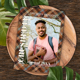 Blue Brown Tartan Karierter Abschluss Ankündigung