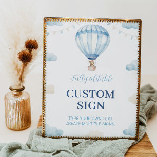 Blue Brown Teddy Bear Geburtstag Custom Table Sign Poster