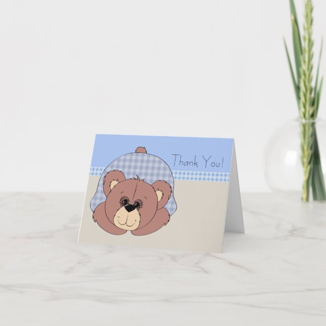 Blue Brown Teddy Bear Vielen Dank Cards Dankeskarte (Vorderseite)