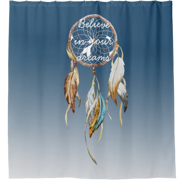 Blue Brown Turquoise Dream Catcher Duschvorhang (Vorderseite)
