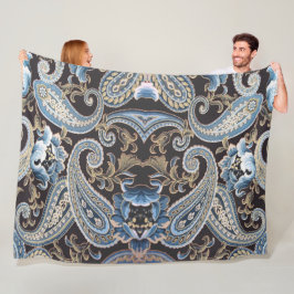 Blue Brown Vintag Paisley 2 Fleecedecke
