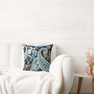 Blue Brown Vintag Paisley Kissen