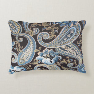 Blue Brown Vintag Paisley Light Dekokissen