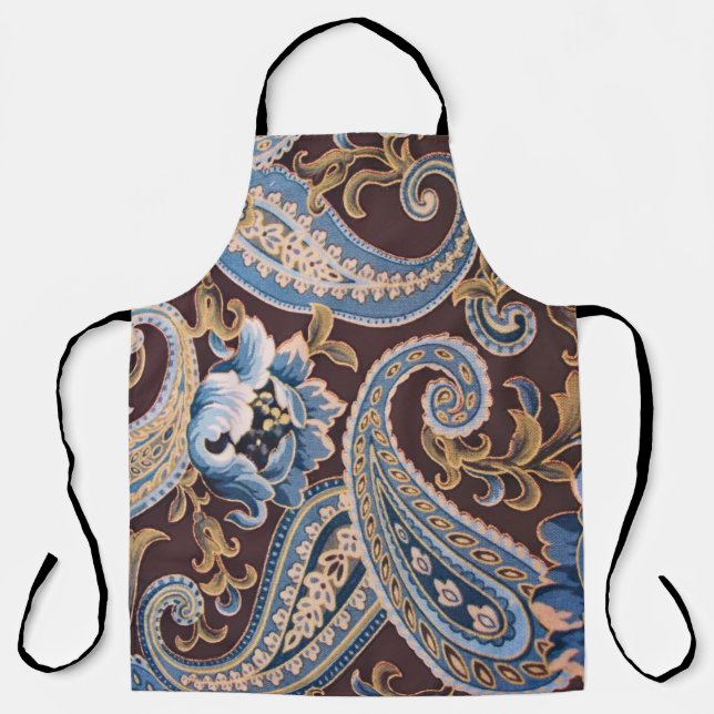 Blue Brown Vintag Paisley New Schürze (Vorderseite)