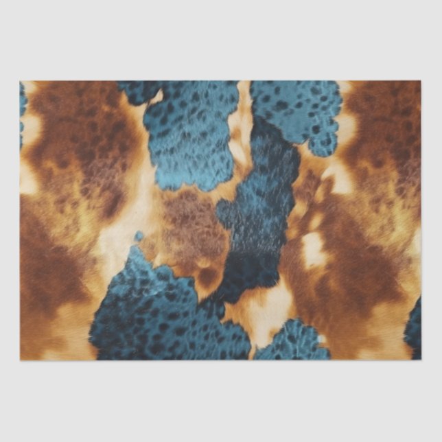 Blue Brown Western Cowhide Seidenpapier (Vorderseite)
