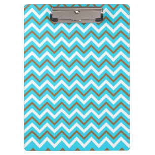 Blue Brown White Zig Zag Lines Geometric Sea Waves Klemmbrett