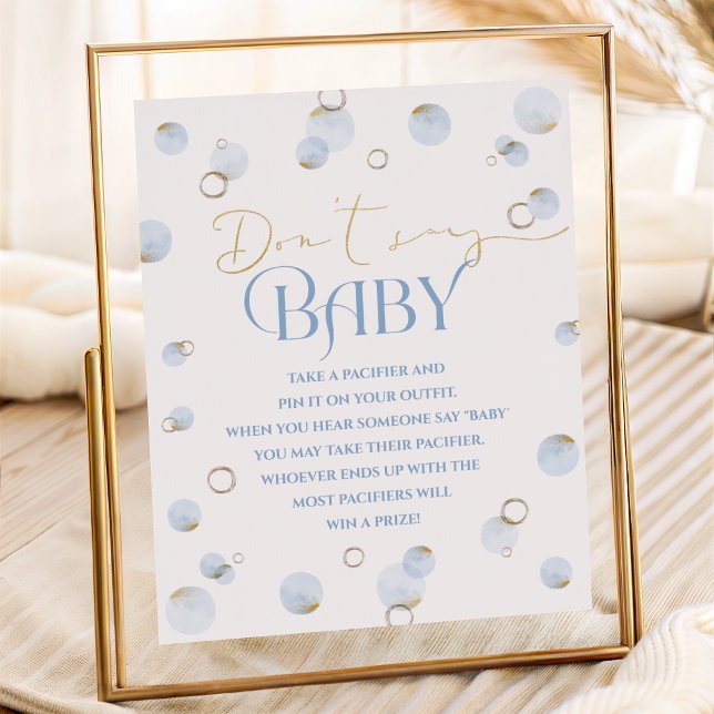 Blue Brunch Bubbly und Baby Shower Say Baby nicht Poster (Blue Brunch Bubbly and Baby Shower Don't Say Baby Poster)