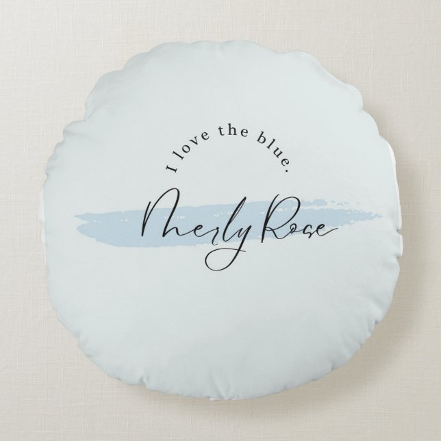Blue Brush Romance Neily Rose Rundes Kissen (Vorderseite)