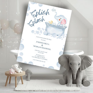 Blue Bubble Bath Animal Baby Shower Einladung