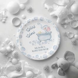 Blue Bubble Bath Animal Baby Shower Pappteller