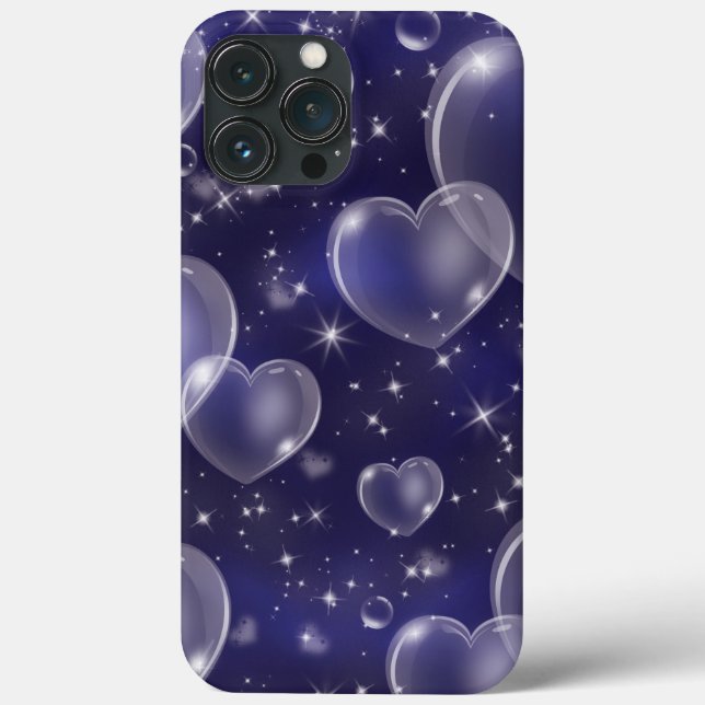 Blue Bubble Hearts Niedlich Girly 90er Jahre Style Case-Mate iPhone Hülle (Rückseite)