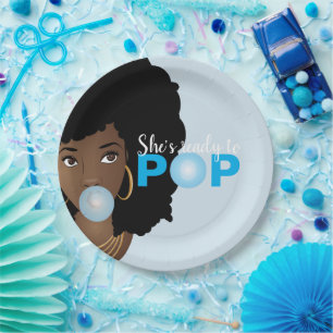 Blue Bubblegum Sie ist bereit zum Pop Pappteller