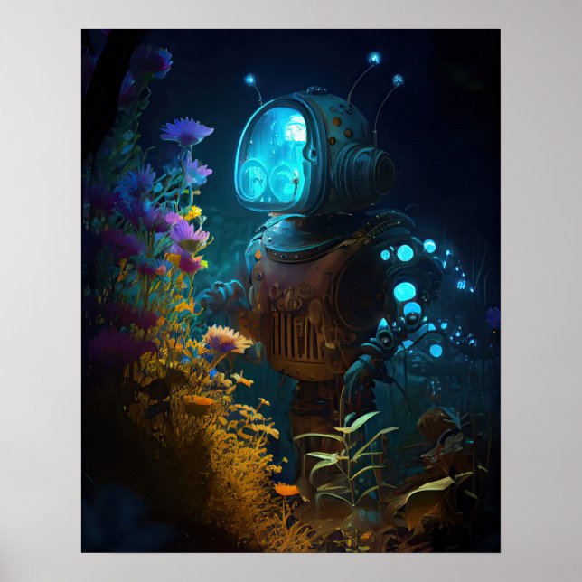 Blue Bubbles Bot & Blume Poster (Vorne)