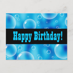 Blue Bubbles Happy Birthday Postkarte