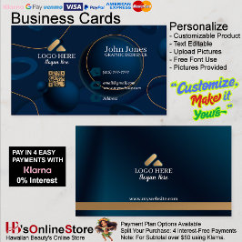 Blue Bubbles QR Code Business Cards 26 Pack mit 10 Visitenkarte