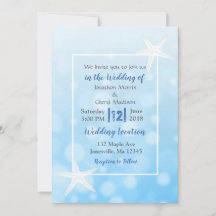 Blue Bubbles Starfish Beach Hochzeitseinladungen