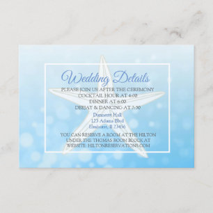 Blue Bubbles Starfish Wedding Details Card Begleitkarte