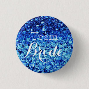 Blue Bubbles White Wedding Team Bride Button