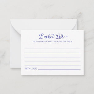 Blue Bucket List Lifetime Adventures Wedding Hinweiskarte