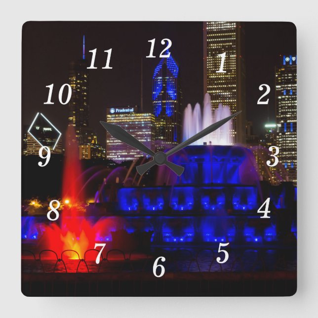 Blue Buckingham Forelle Wall Clock Quadratische Wanduhr (Vorderseite)