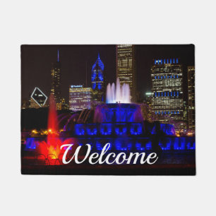 Blue Buckingham Fountain Willkommen Doormat Fußmatte