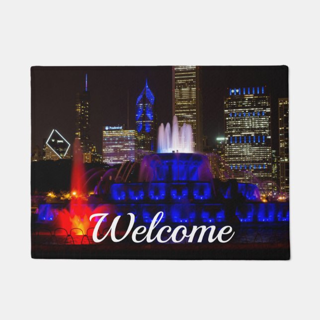 Blue Buckingham Fountain Willkommen Doormat Fußmatte (Vorderseite)
