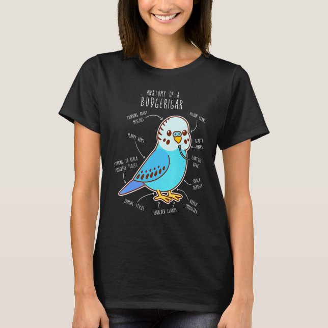 Blue Budgie Anatomy Classic T-Shirt (Vorderseite)