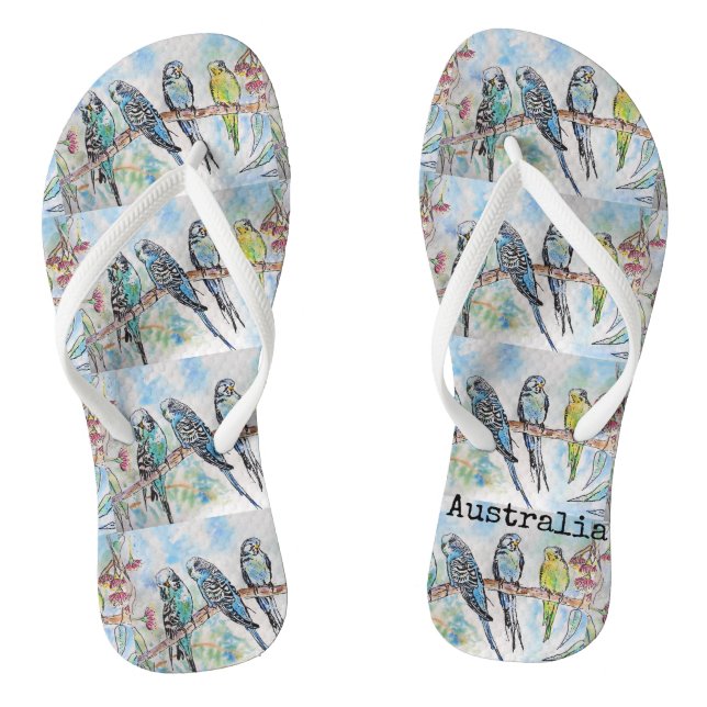 Blue Budgie Australian Bird Birds Budgies Thongs Flip Flops (Fußbett)