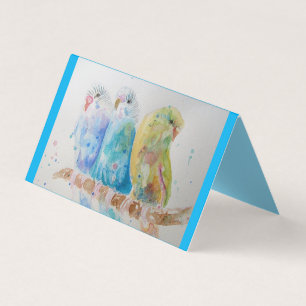 Blue Budgie Bird Budgerigar Budgies Greetings Card