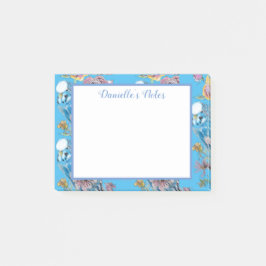 Blue Budgie Budgerigar Rose Wasserfarbene Kunst Post-it Klebezettel