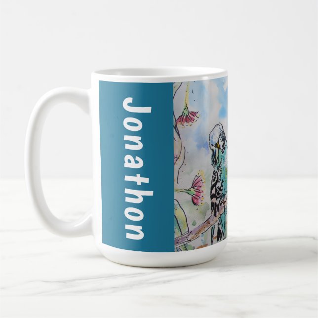 Blue Budgie Budgies Parrots Husbands Mens Name Kaffeetasse (Links)