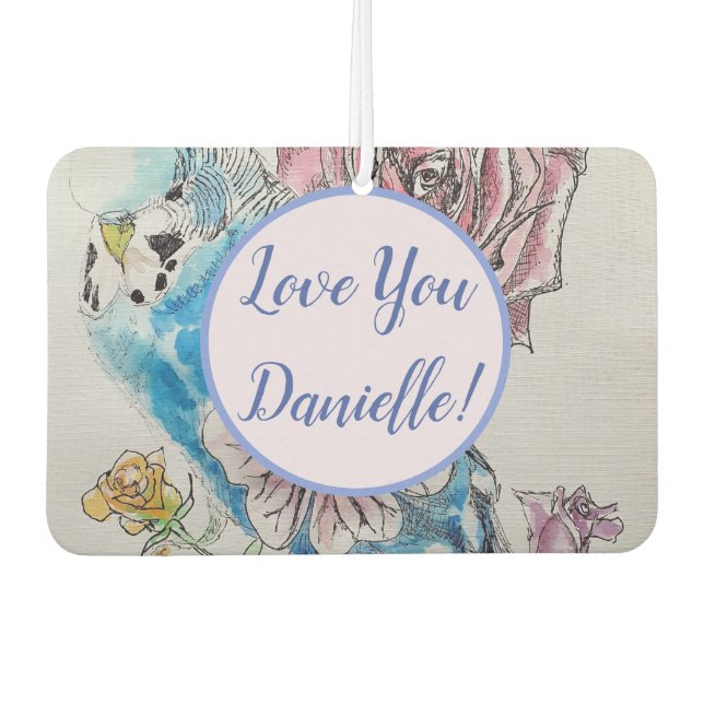 Blue Budgie Herzblume Blume Car Air Freshener Autolufterfrischer (Vorderseite)