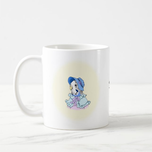 Blue Budgie Parakeet in Bonnet Niedlich Budgie Cus Kaffeetasse (Links)