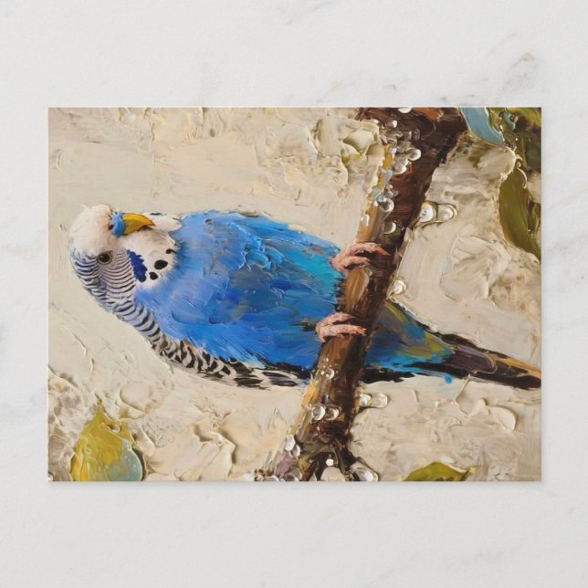 Blue Budgie Postkarte (Vorderseite)