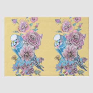 Blue Budgie Rose Blumenmuster Gelb Seidenpapier
