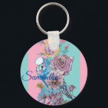 Blue Budgie & Rose Wasserfarben Girls Namensschild Schlüsselanhänger<br><div class="desc">Blue Budgie & Rose Watercolor Art Key Ring,  mit einem vollständig anpassbaren Namen. Dieser prächtige Schlüsselring wäre ein großartiges Geschenk für jeden. Entworfen von mir aus einer meiner ursprünglichen makaw Aquarellfarben. Besonders lieblich,  so ein nützliches,  helles und glückliches Geschenk zu haben!</div>