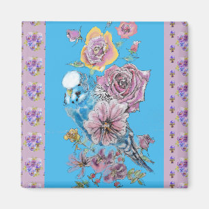 Blue Budgie Watercolor Blumenmagazin Ladys Magnet