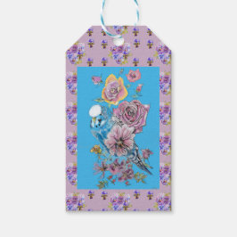 Blue Budgie Watercolor Blumenzettel Damen Geschenk Geschenkanhänger