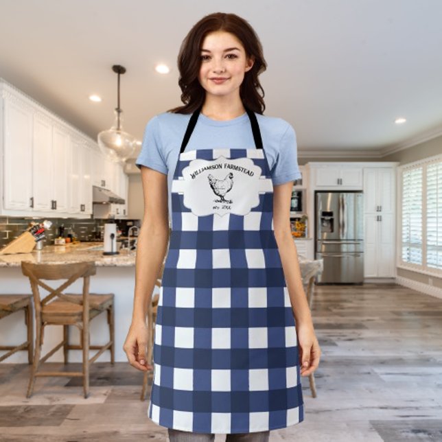 Blue Buffalo Kariert Farm Chicken Schürze (Blue Buffalo Plaid Farm Chicken Personalized Apron)