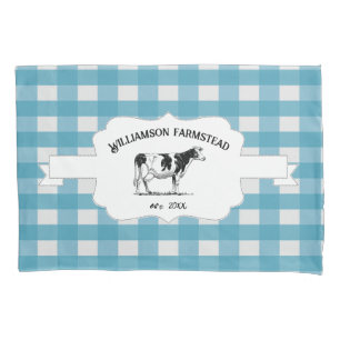 Blue Buffalo Kariert Farm Cow Pillow Case Kissenbezug