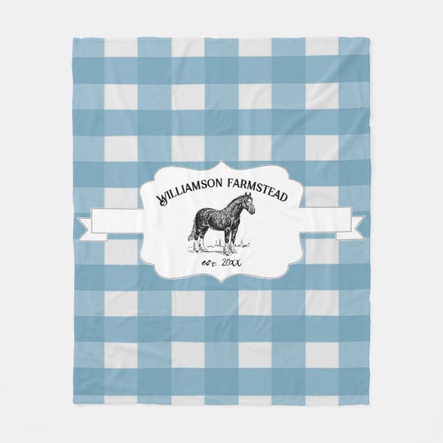 Blue Buffalo Kariert Farm Horse Fleece Blanket (Vorderseite)