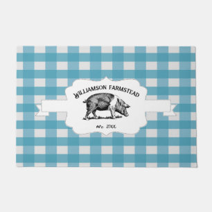 Blue Buffalo Kariert Farm Pig Doormat Fußmatte